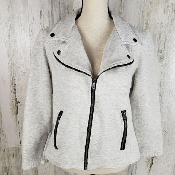Style & Co Knit Moto Jacket Sz L - Picture 1 of 5